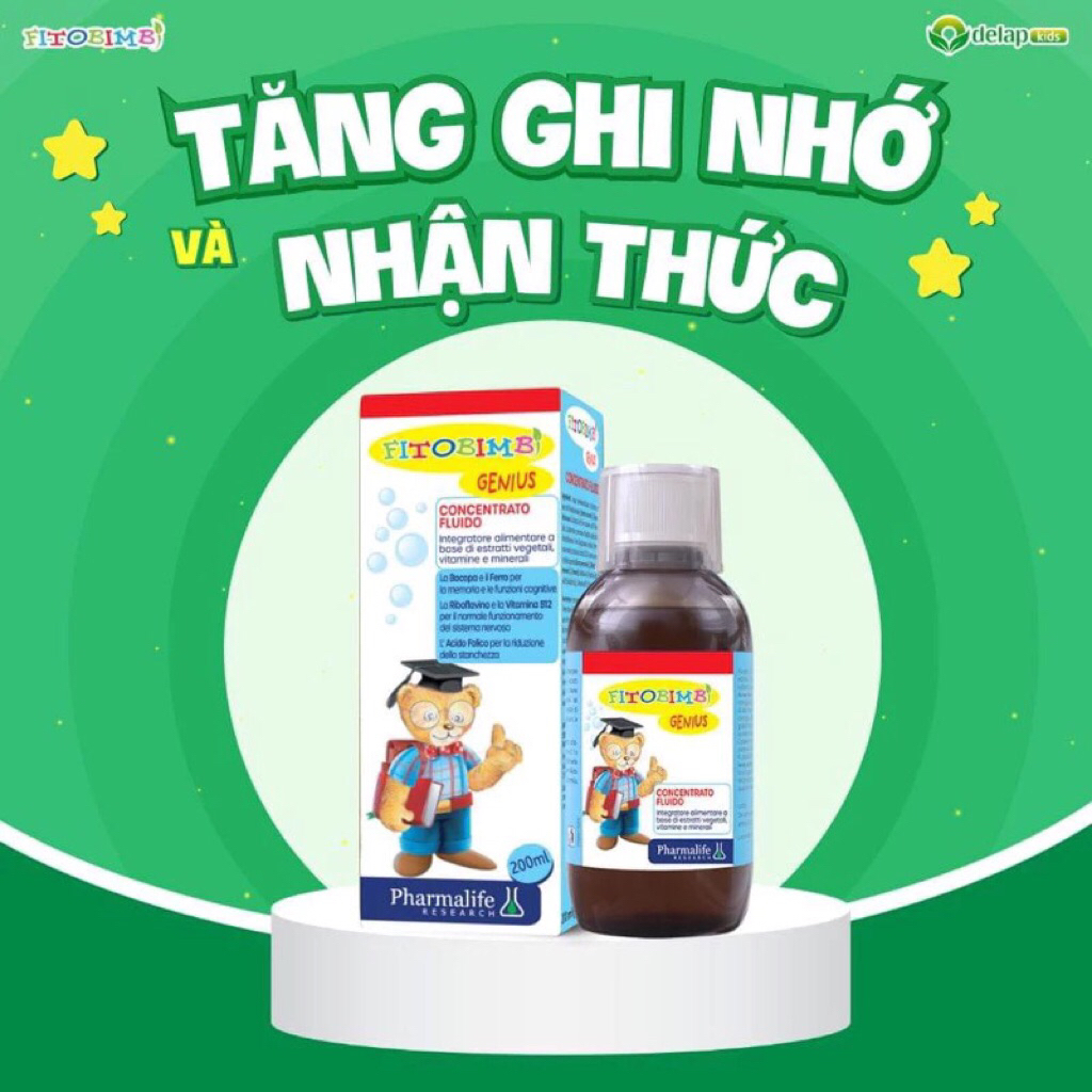 Fitobimbi Genius (Chai 200ml)-giúp giảm mệt mỏi.học tập,mất cân bằng cảm xuc Hỗ trợ trẻ tăng cường n