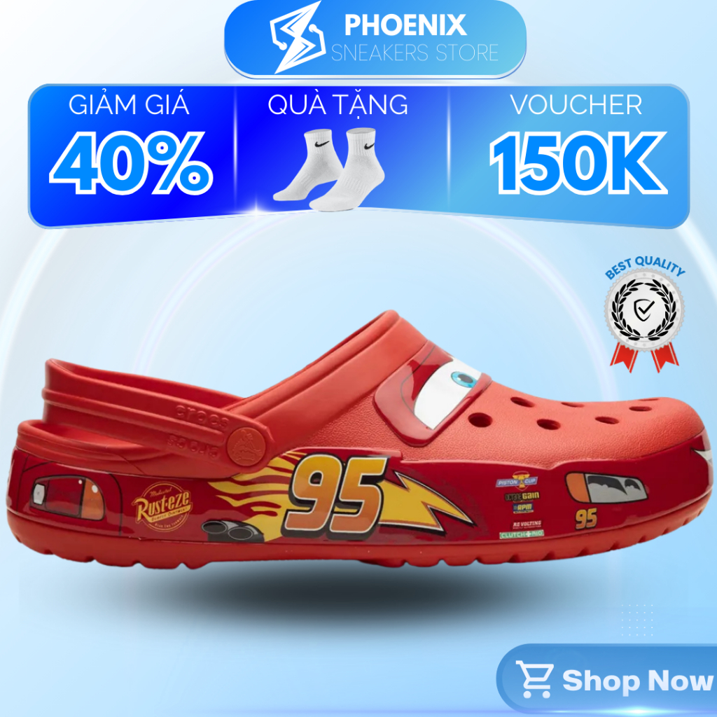(Best Quality) Dép_Crocs Classic Clog Lightning Mcqueen Full Box - PHOENIX.SNEAKERS