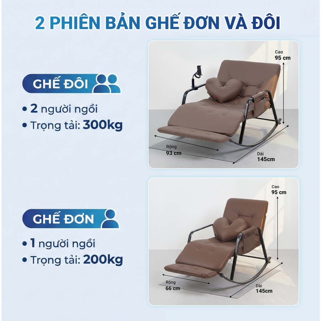 Ghế bập bênh Minh Phát có kệ để chân điều chỉnh 5 tư thế khung thép mạ kẽm sơn tĩnh điện bảo hành 24 tháng | BigBuy360 - bigbuy360.vn
