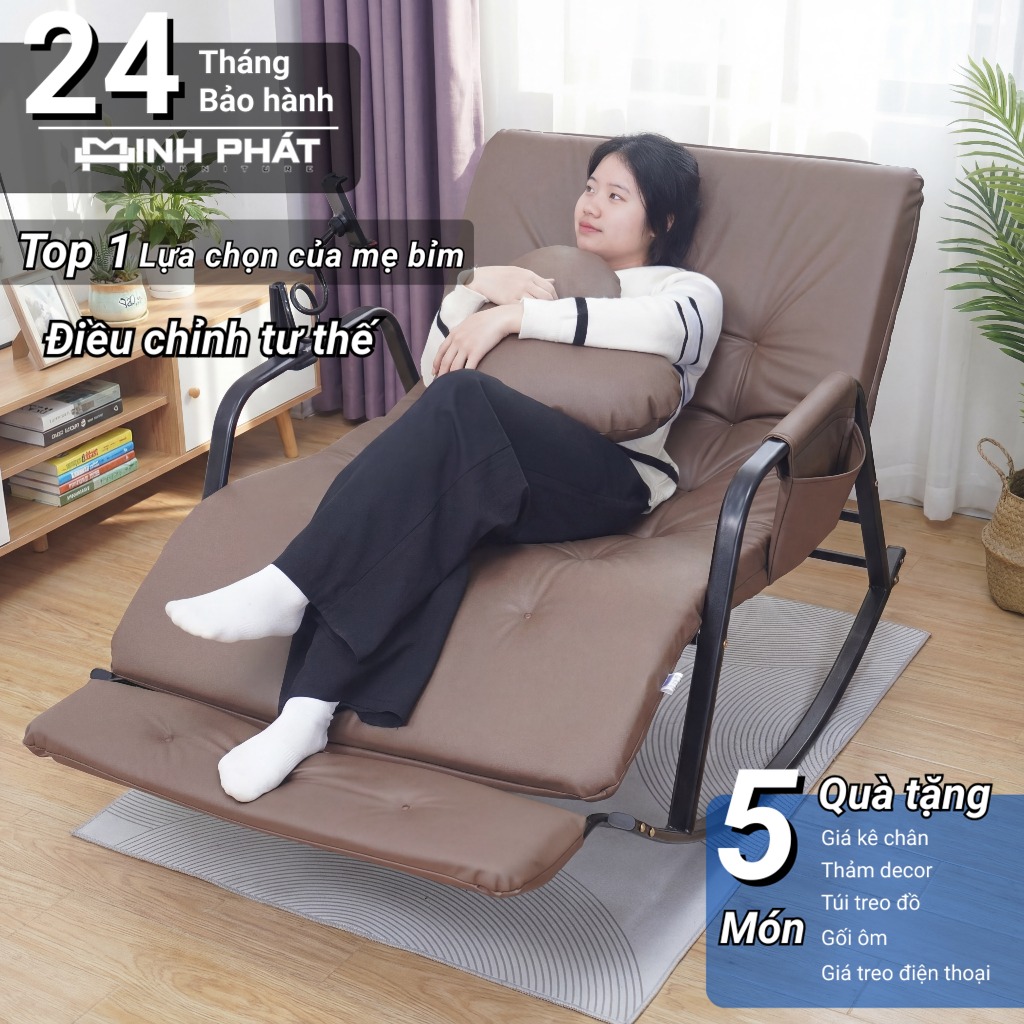Ghế bập bênh Minh Phát có kệ để chân điều chỉnh 5 tư thế khung thép mạ kẽm sơn tĩnh điện bảo hành 24 tháng | BigBuy360 - bigbuy360.vn