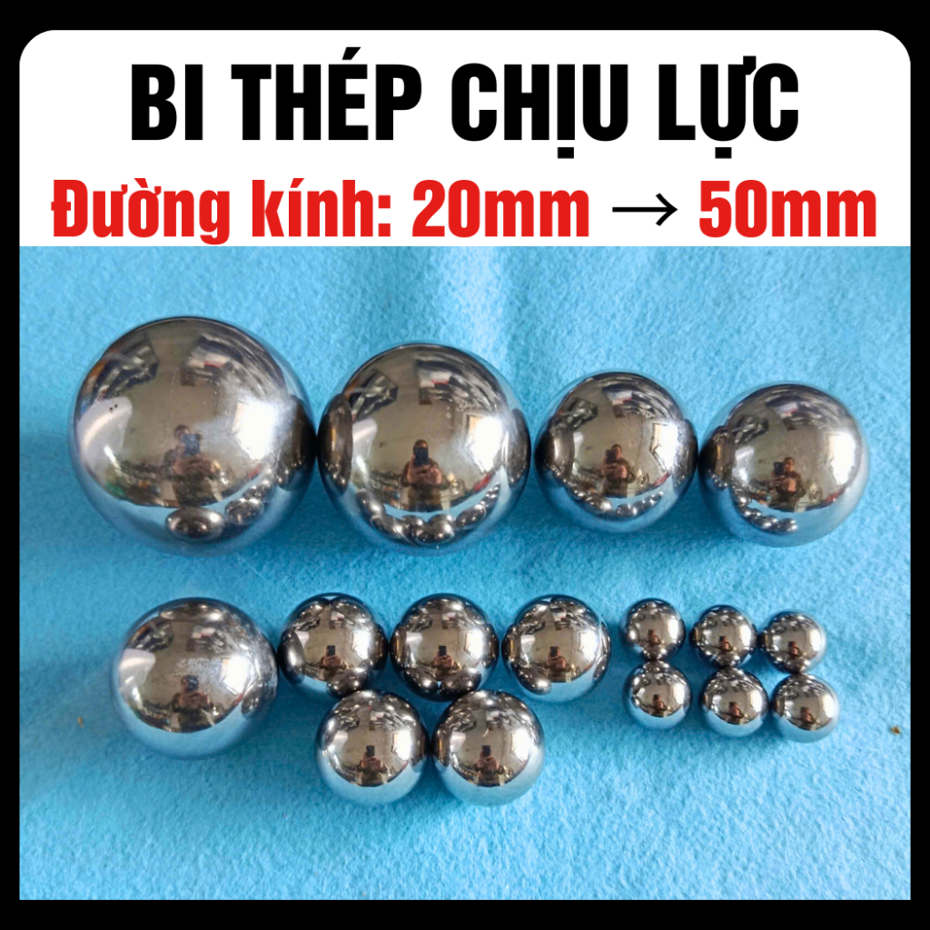 Bi lăn tay (đặc), bi sắt, bi thép chịu lực đường kính 20mm đến 50mm