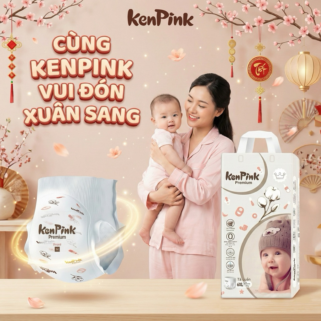 (Combo 3b) Bỉm Kenpink premium organic mỏng nhẹ, thấm hút tốt, phù hợp cho em nhỏ