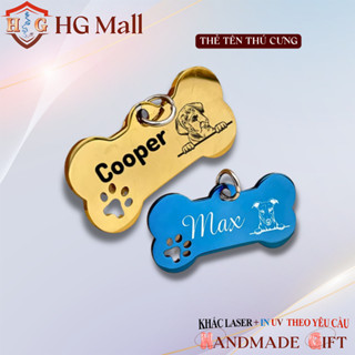 Thẻ Tên Thú Cưng Hình Xương HG MALL, Bảng Tên Cho Chó Mèo, Khắc Laser Theo Yêu Cầu, Chống Thất Lạc, Dogtag,Pettag,Cattag