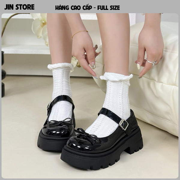 Giày lolita nữ, giày mary jane nữ đế đốc cao 5cm ôm chân quai cài thời trang phong cách ulzzang
