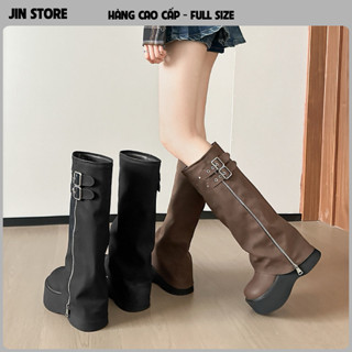 Giày Boot nữ 2 màu đế cao 6.5cm phong cách cao bồi thời trang nữ cá tính 2026 B07