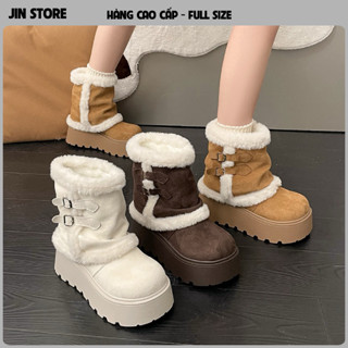 Bốt nữ viền lông cao cấp da lộn thời trang hottrend VALEN đế dày dành cho nữ GB027