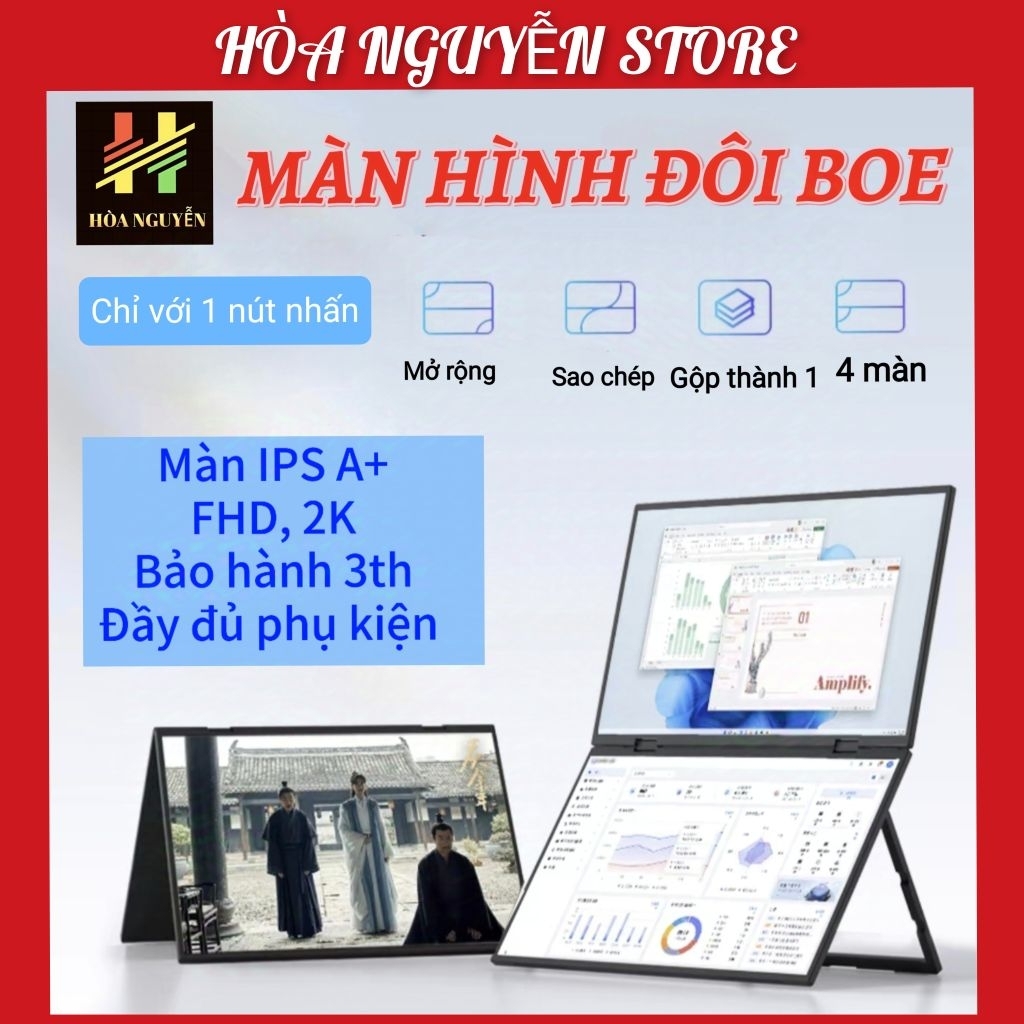 (Hỏa tốc hcm)Dual Screen BOE 14" đến 18.5" FHD, 2k, 3k