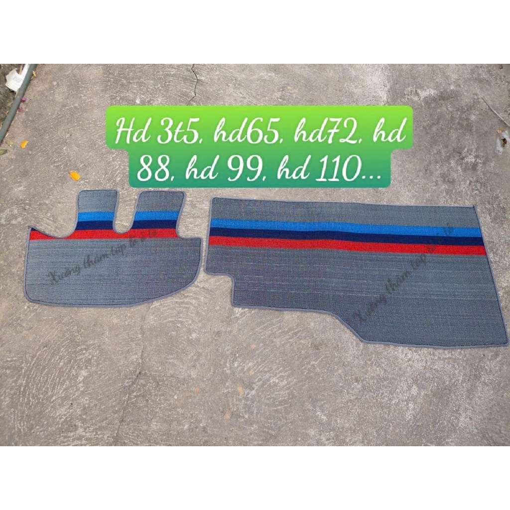 Thảm lót sàn xe tải Huyndai: Hd 3,5t, hd65, hd72,hd88, hd98,hd99, hd110, hd120sl cắt sẵn, may bo viề