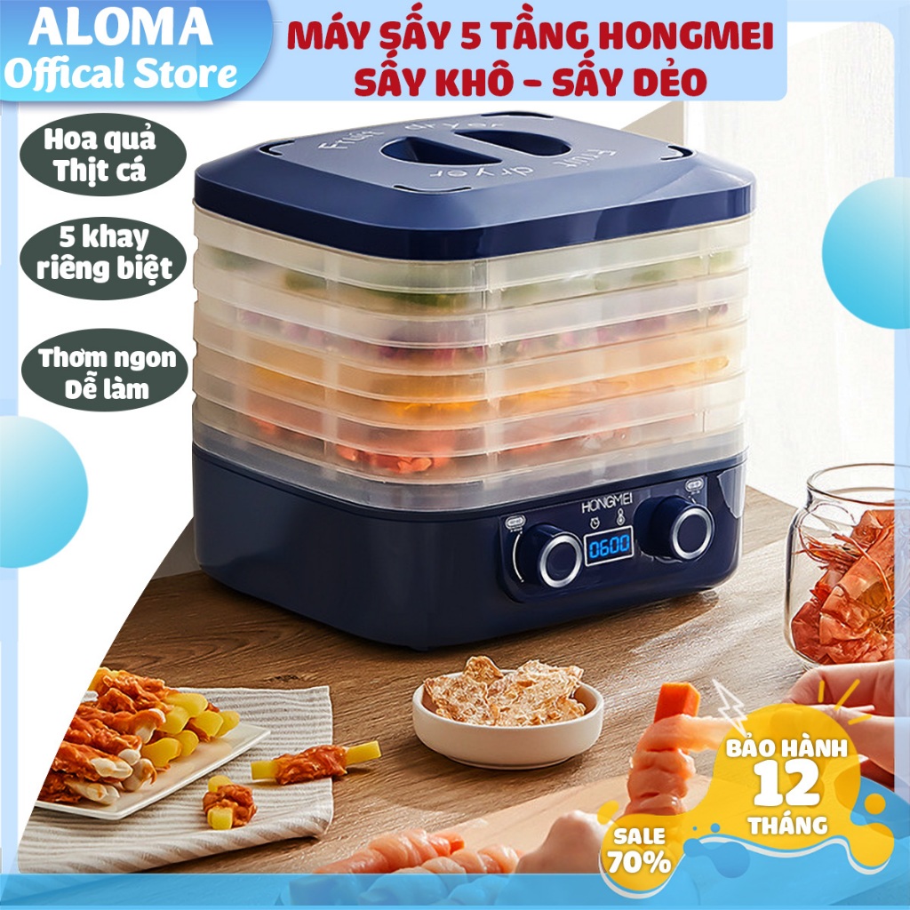 Máy sấy hoa quả thịt cá thực phẩm 5 tầng Hongmei HM-801 kích thước 26x20x13cm công suất 160W