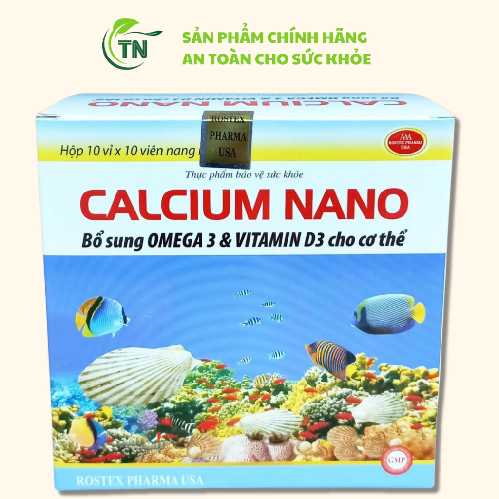 Calcium Nano Đại Dương - Bổ Sung Canxi, Omega3, Vitamin D3 - Giúp Xương Chắc Khỏe - Hộp 100 Viên