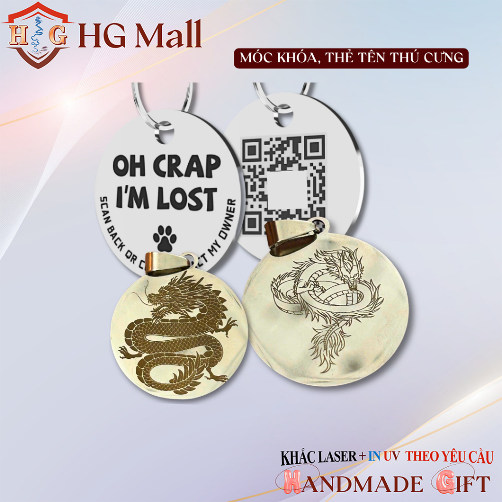 Thẻ Tên Thú Cưng Hợp Kim Hình Tròn HG MALL, Bảng Tên Cho Chó Mèo, Thú Cưng, Khắc Laser Theo Yêu Cầu,Pettag,Dogtag,Cattag