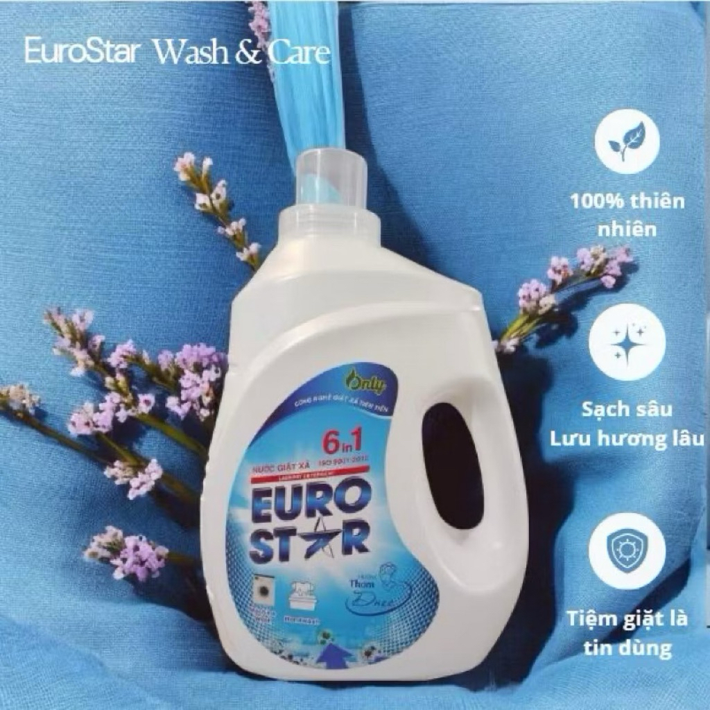 Nước Giặt Xả EuroStar 3.2kg - Hương Nước hoa, Sạch Sâu Thơm Lâu, Tin Dùng Bởi Các Tiệm Giặt Là