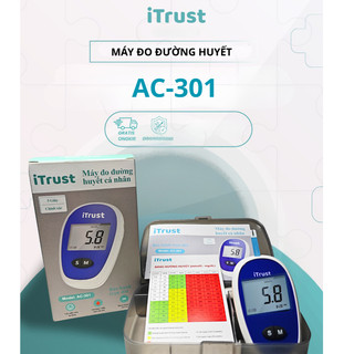 (Chính hãng) Máy Đo Đường Huyết Chính Hãng Itrust AC-301  Tặng Kèm pin và 200 Que Thử 200 Kim Chích