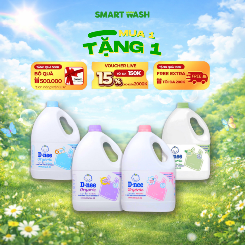 [MUA 1 TẶNG 1] Nước giặt Dnee Thái Lan 3000ml, Thơm Dịu An Toàn Cho Da Nhạy Cảm