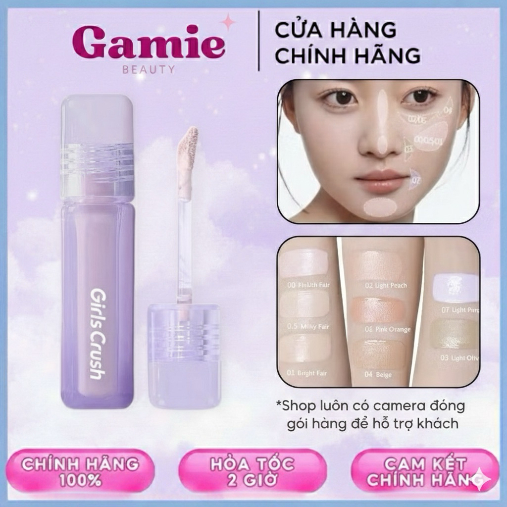 [GIRL CRUSH] Kem Che Khuyết Điểm Và Highlight Bắt Sáng GIRLS CRUSH Bền Màu Tự Nhiên Lâu Trôi