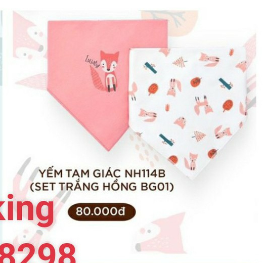 Set 2 yếm cotton dày Lullaby, yếm tam giác cài cúc sơ sinh Lullaby cao cấp