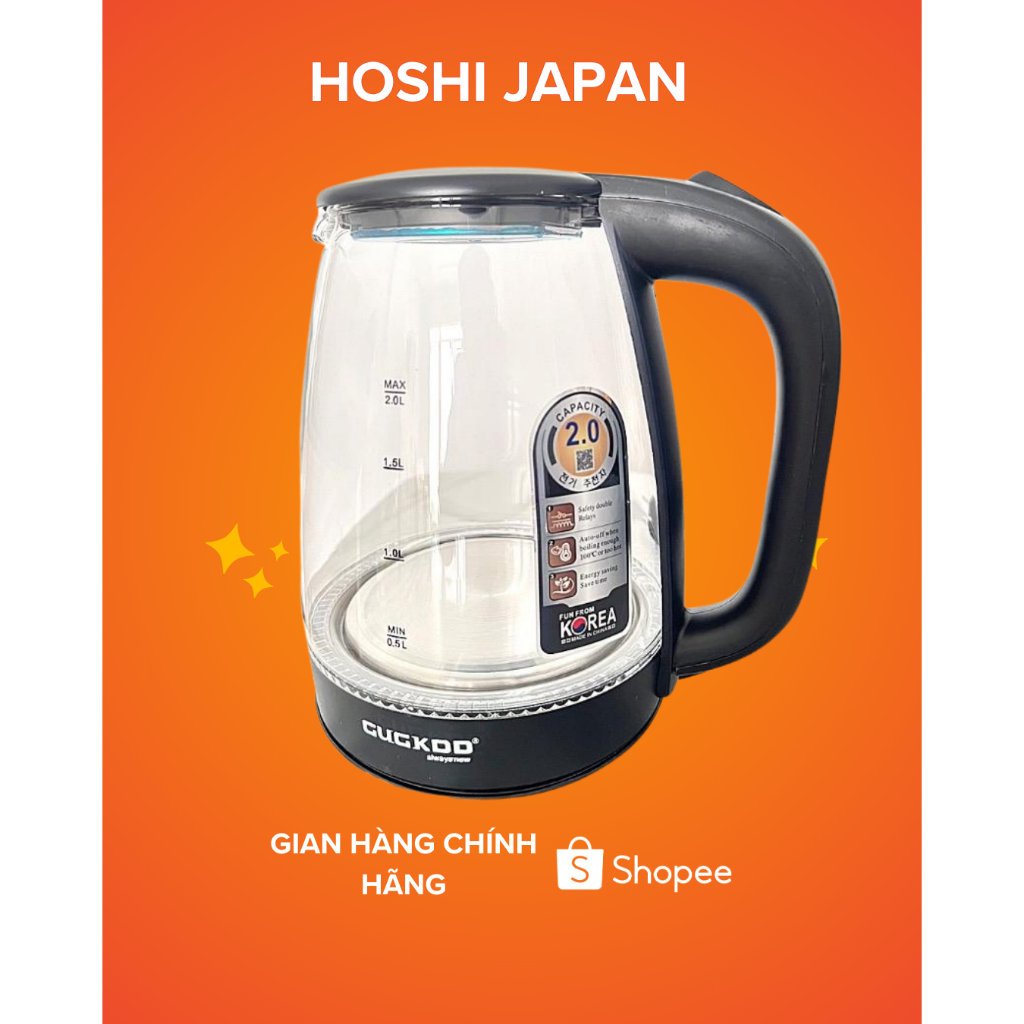 ST16 Ấm Siêu Tốc Thủy Tinh Đèn LED 2 Lít GUGKDD GD-ST16  - BH12 Tháng