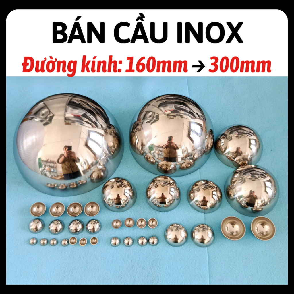 Bán cầu Inox201, hến inox trang trí đường kính 160mm đến 300mm