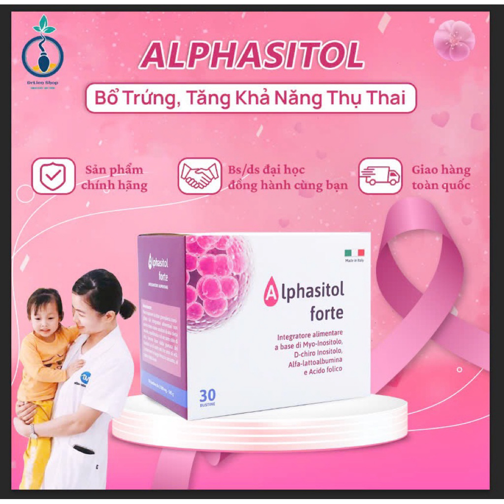 Alphasitol Forte (30 gói) Vitamin tổng hợp hỗ trợ phụ nữ muốn mang thai và sinh con_Lienho tặng 1h c