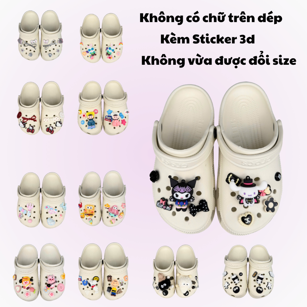 Dép cross Quai Hậu Nguyên Khối Mix Charm Basic Không Thấm Nước TA Store