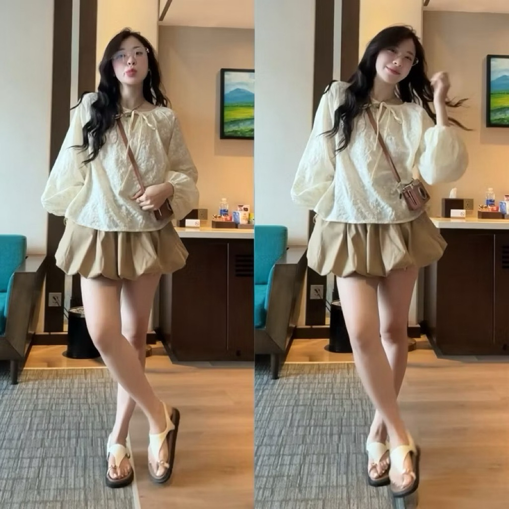 Pass Set (áo+ chân váy bí) mặc 1l