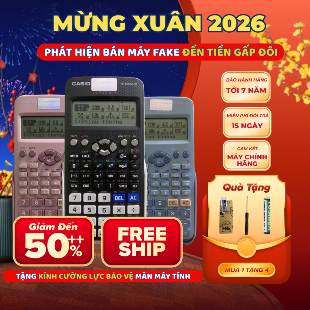 Máy tính CASIO 580VNX CŨ (độ mới 85-99%) | CASIO 580VNX CŨ CHÍNH HÃNG