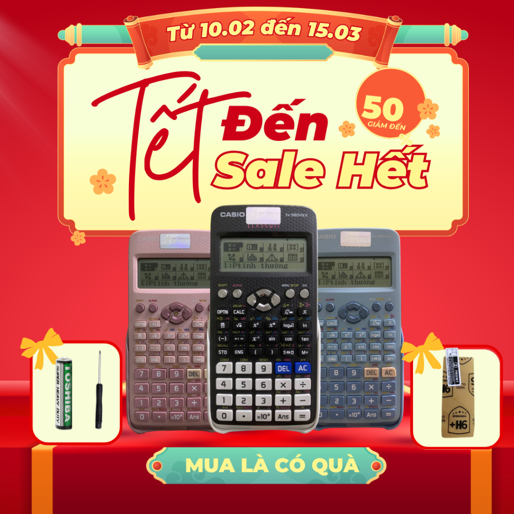 Máy tính cầm tay học sinh CASIO FX - 580 VNX cũ (độ mới 80-99%) hàng chính hãng còn bảo hành 7 năm