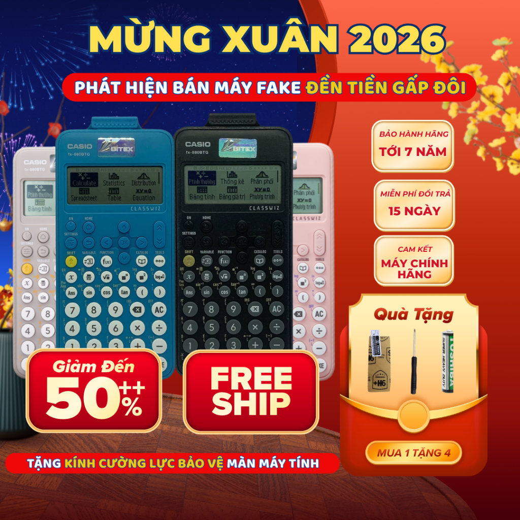Máy tính CASIO FX-880BTG cũ (độ mới 80-99%) CHÍNH HÃNG | CASIO 880 BTG CHUẨN BITEX BH 7 NĂM