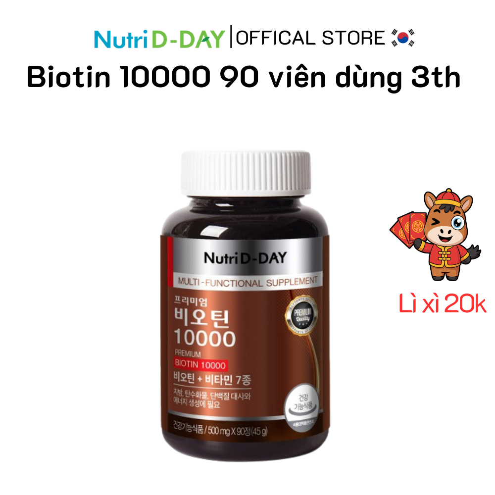 (Chính hãng) Viên Uống Biotin 10000 90 viên của Nutri D-Day nhập khẩu chính ngạch