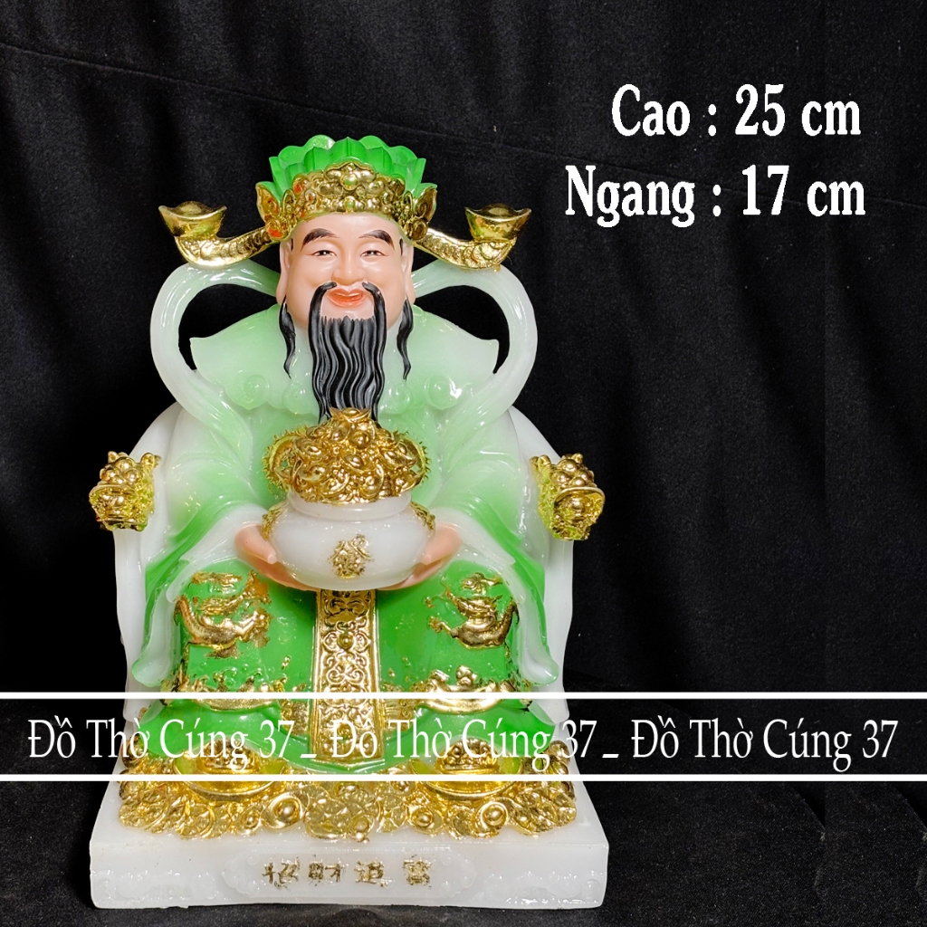 [ CAO 25 CM _ XANH LÁ ] TƯỢNG ÔNG THẦN TIỀN XANH LÁ CHẤT LIỆU BỘT ĐÁ