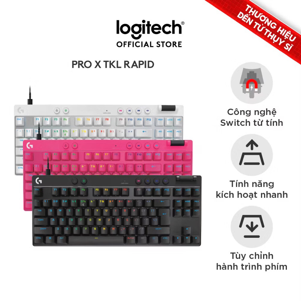 Bàn phím HE Gaming có dây Logitech G PRO X TKL RAPID, Analog switch từ tính, Rapid Trigger, KEYCONTR