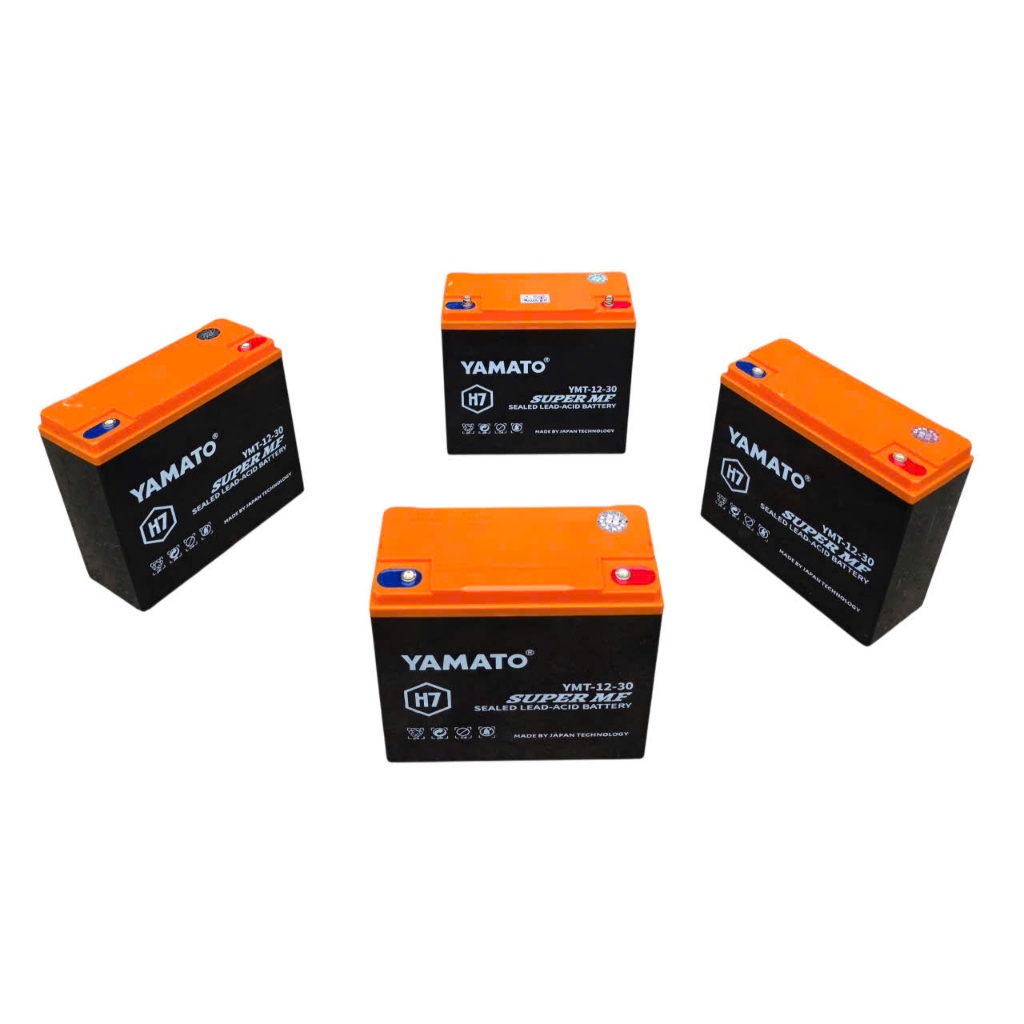 Bộ 4 ắc quy xe máy điện 48V-30Ah YAMATO H7 30Ah loại New dòng cao cấp nặng cân 28kg /4 bình