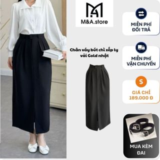 M&A - Chân váy bút chì dáng dài công sở xẻ tà cạp cao tôn dáng che bụng dễ mặc dễ phối đồ đi làm đi chơi CV07