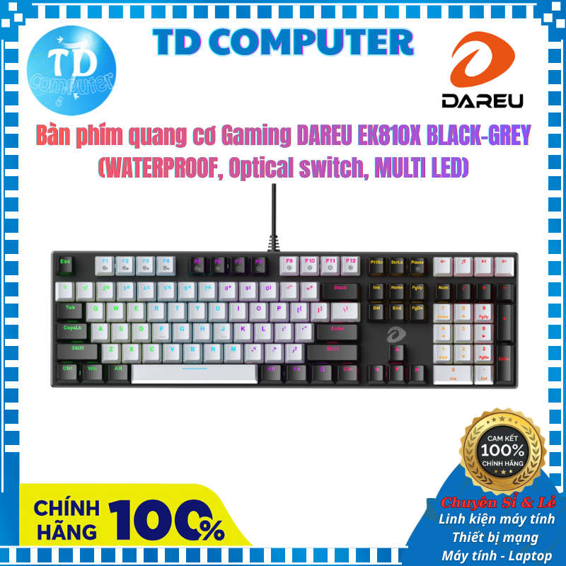 Bàn phím quang cơ Gaming DAREU EK810X Black-Grey - Hàng chính hãng