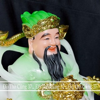 [ CAO 25 CM _ XANH LÁ ] TƯỢNG ÔNG THẦN TIỀN XANH LÁ CHẤT LIỆU BỘT ĐÁ