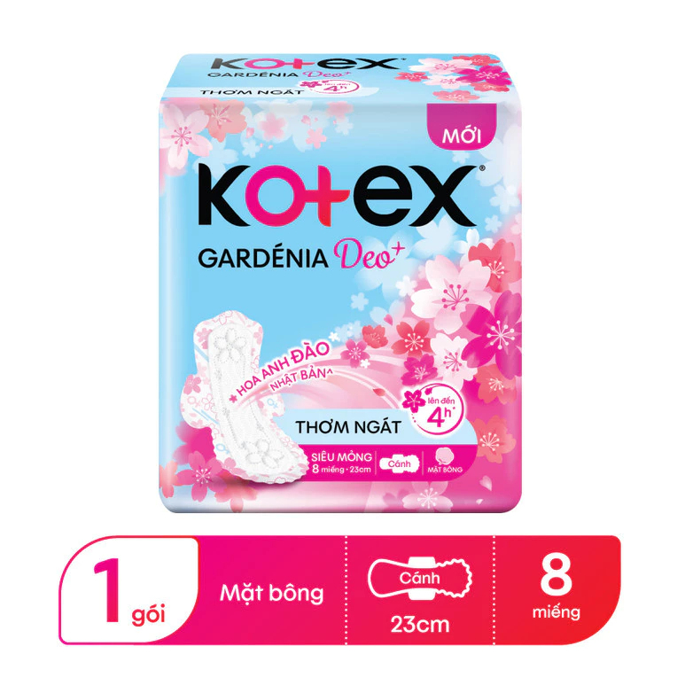 Băng vệ sinh Kotex Hoa Anh Đào Siêu Mỏng Cánh 23cm x 8miếng