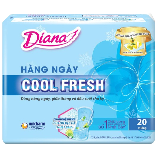 COMBO 6 GÓI Băng Vệ Sinh Hàng Ngày Diana (Cool Fresh 20M/Kháng Khuẩn Nano Bạc 20M/40M)