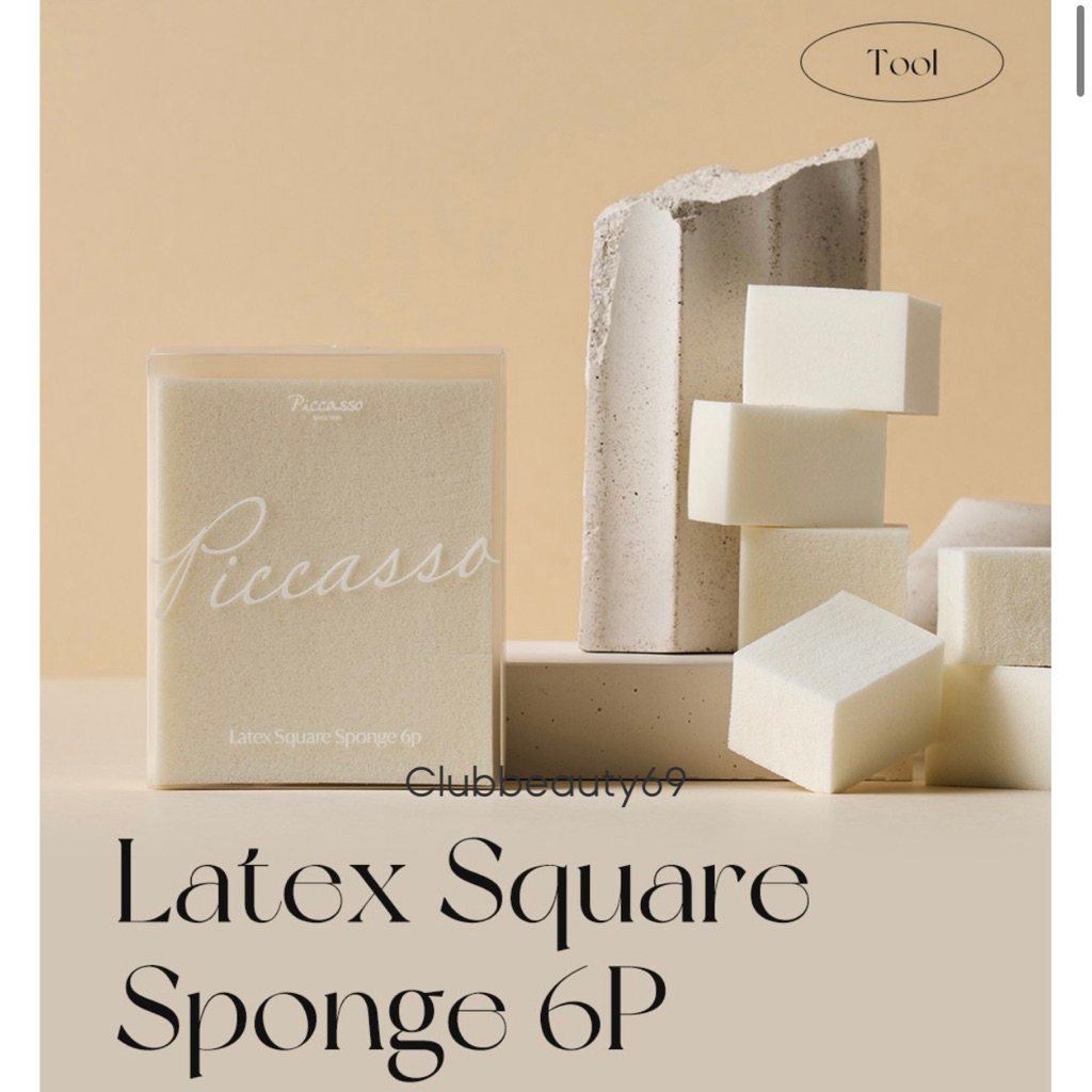 [Piccasso-6P] Bông Mút Trang Điểm Hình Vuông Bằng Latex Sponge Piccasso Olive Young Korea