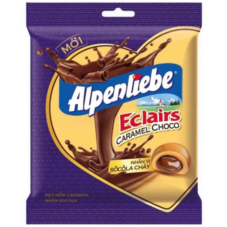 Kẹo Mềm Nhân Socola Alpenliebe Eclairs Vị Caramen gói 63g