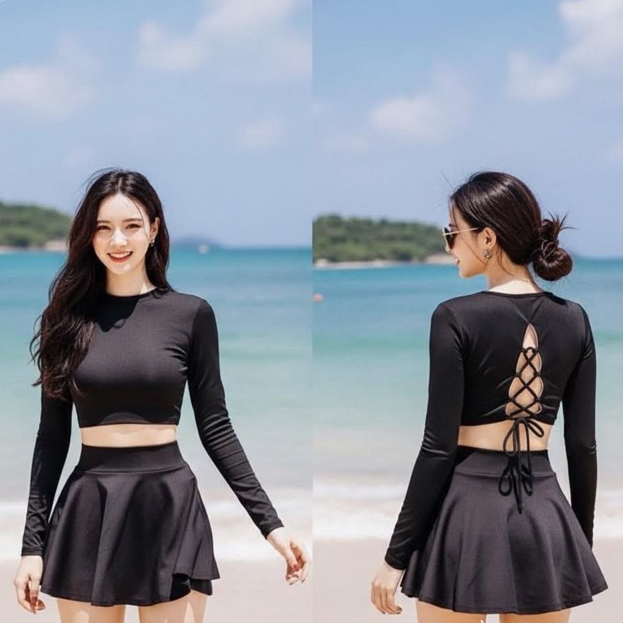 Lẻ Áo Bơi bikini Nữ Tay Dài Đi Biển Chống nắng SAVVY chất thun lạnh cao cấp