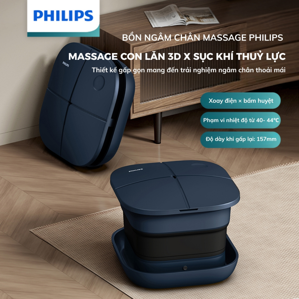 Bồn Ngâm Chân Massage Philips - Massage Con Lăn Thuỷ Lực Sục Khí - Ngâm Chân Nước Nóng HB031