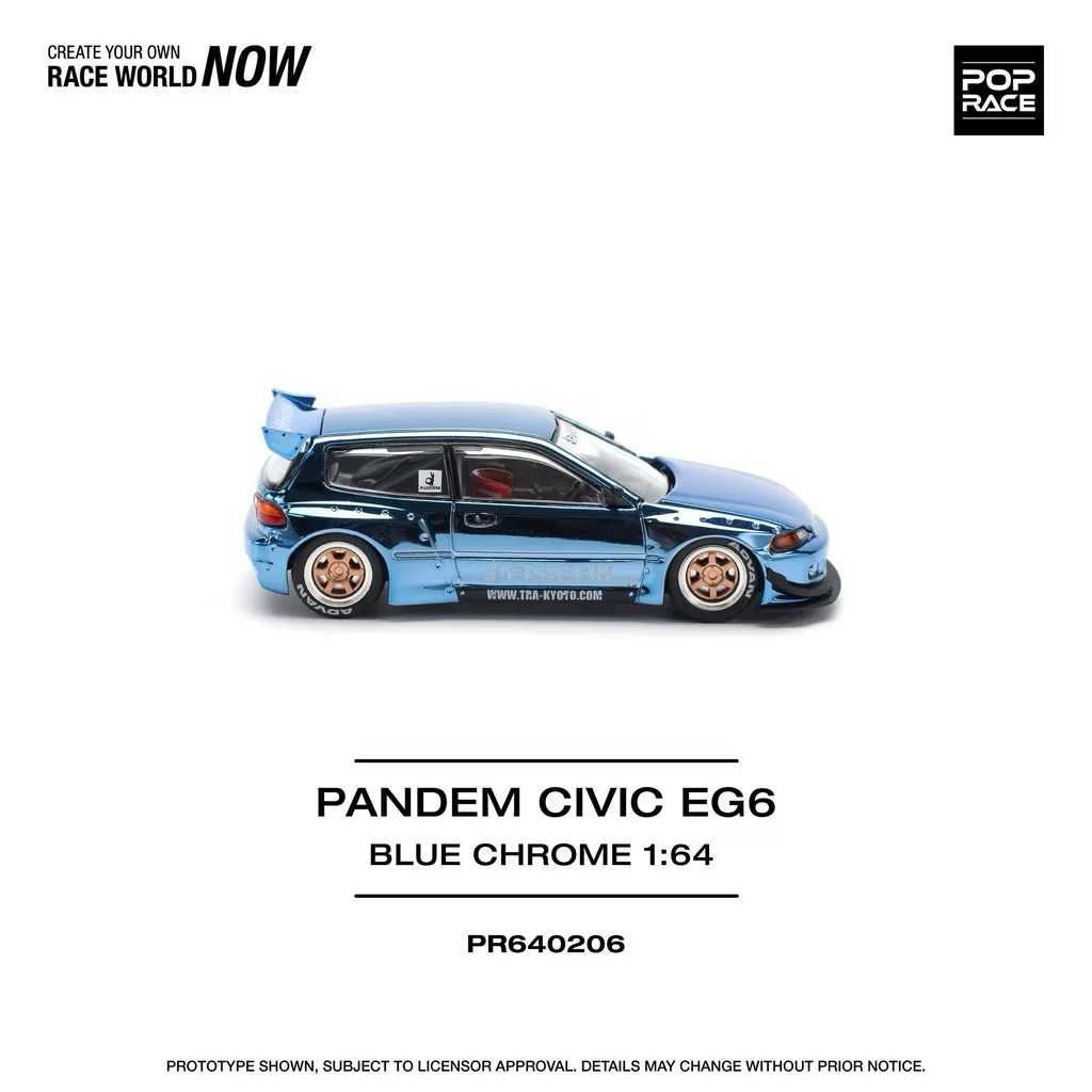 MÔ HÌNH XE PopRace PR640206 PANDEM CIVIC EG6 - BLUE CHROME
