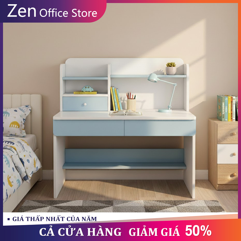 ZEN Bàn làm việc Bộ bàn học chống gù gỗ tự nhiên cao cấp nâng thiết kế phong cách Bắc Âu Sáng Tạo