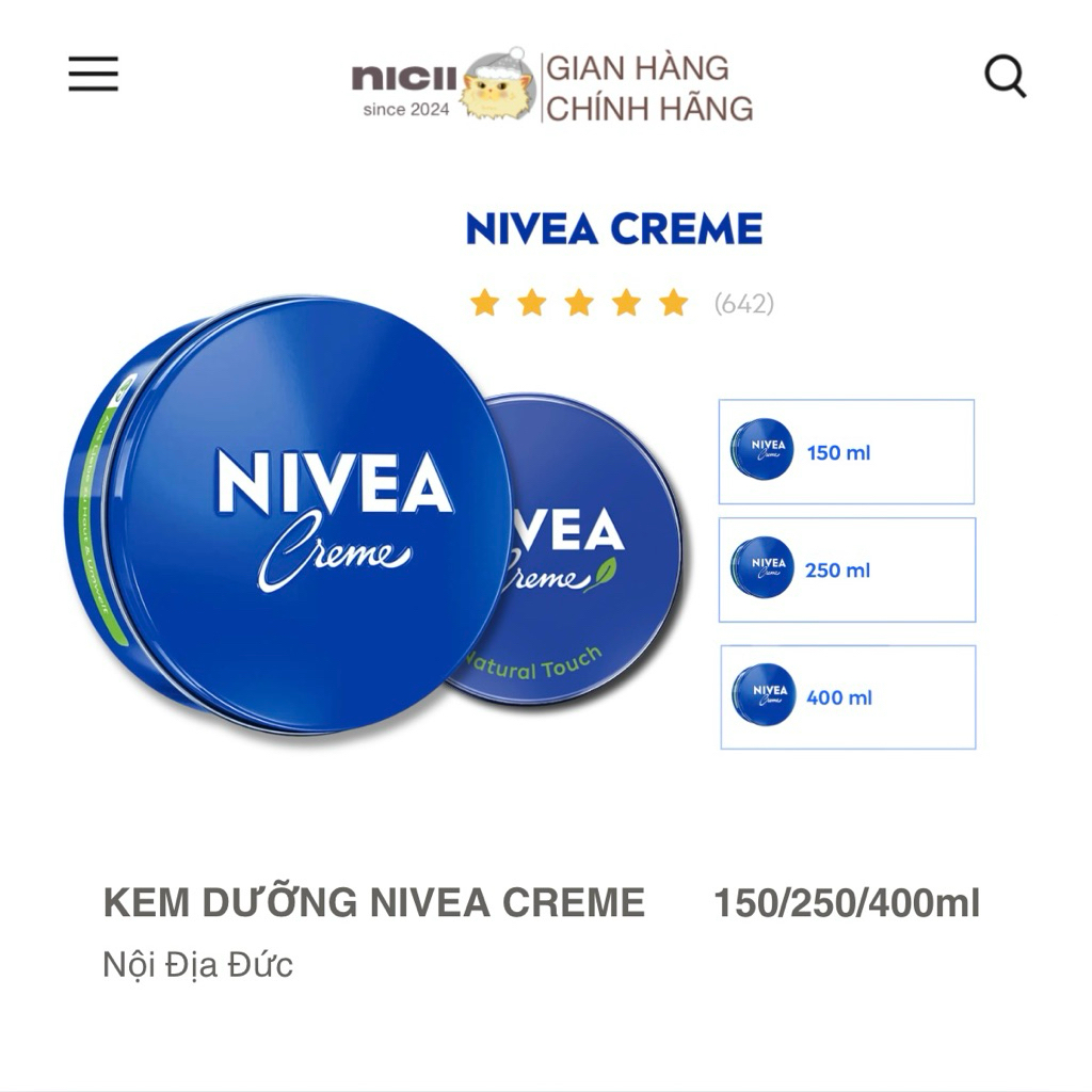 Kem dưỡng ẩm Nivea Creme - Kem dưỡng ẩm da sáng mịn NIVEA hộp thiếc nội địa Đức, date mới