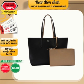 Túi Tote Lacoste Large Concept Anna Reversible Tote & Pouch Bag Size L Màu Navy / Eco Sand / Blue Navy