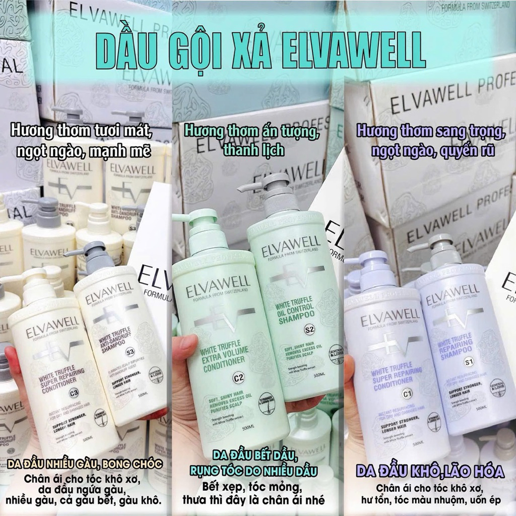 Dầu Gội Xả ELVAWELL 500ML