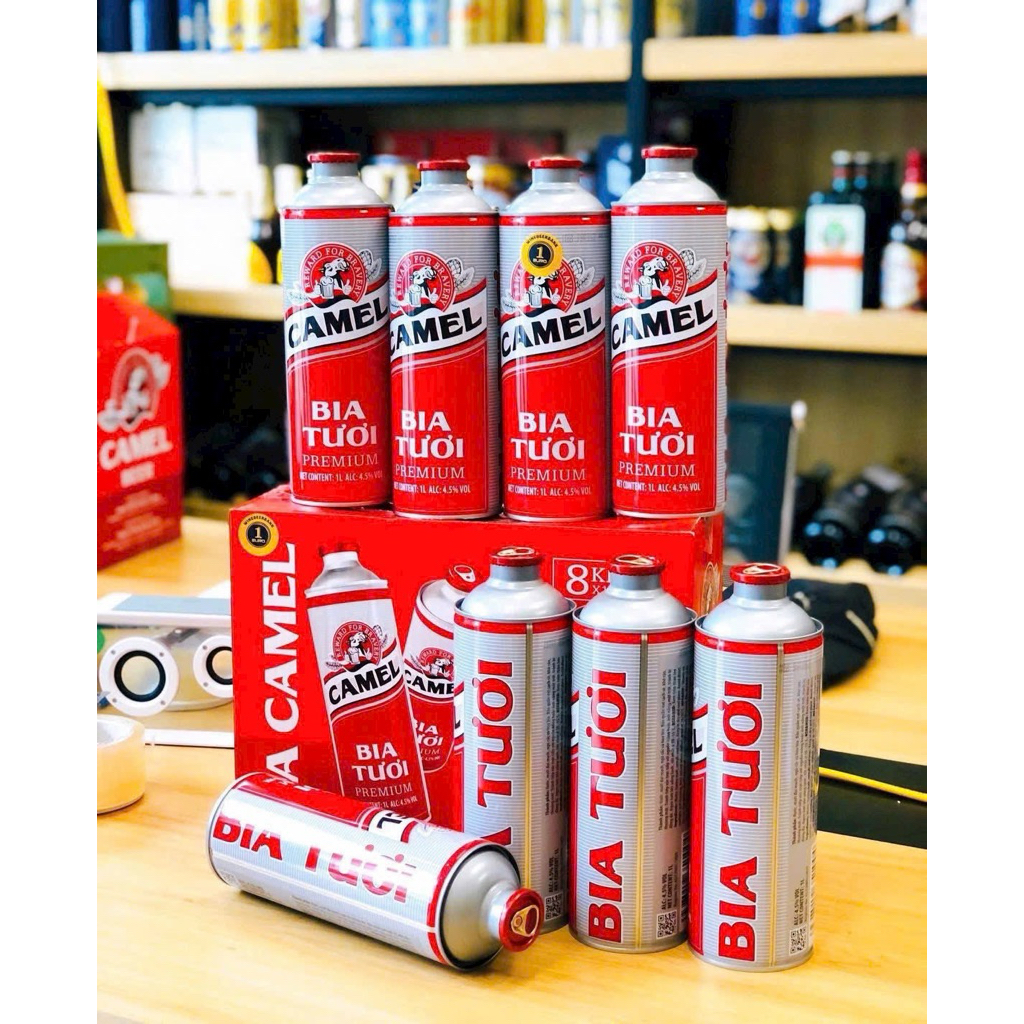 Bia tươi Camel thùng 8 chai 1l uống là ghiền