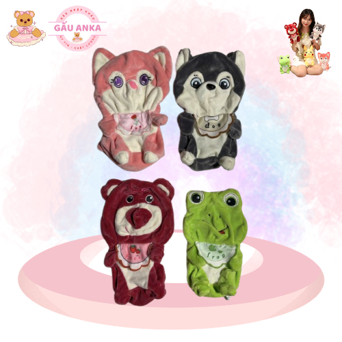 Vỏ Gấu Bông Ếch Đeo Yếm 25cm Của Lotso, Pikachu, Hồ Ly ANKA