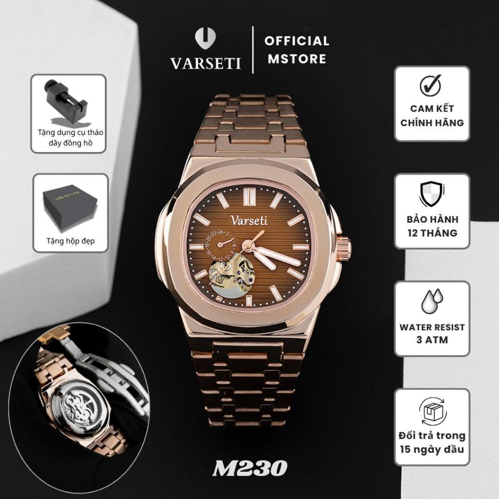 Đồng hồ nam đồng hồ CƠ đồng hồ Varseti Đồng hồ chính hãng dây thép đúc đặc mạ vàng hồng bản lộ cơ ca