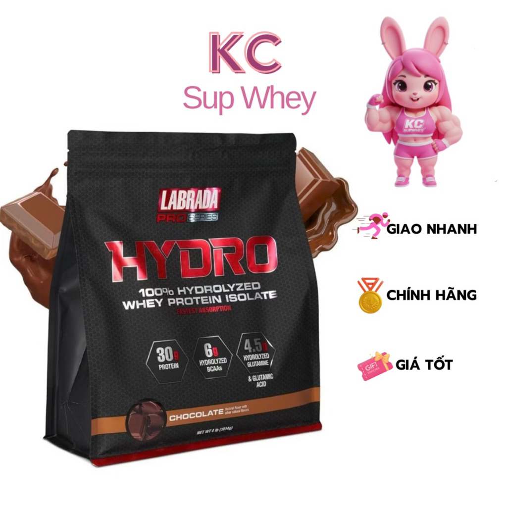 Hydro Whey Labrada (1.8kg)  Hydrolyzed Isolate, 30g Protein, 6g BCAA Tăng Cơ